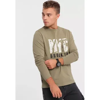 Pánské tričko Pánské triko s dlouhým rukávem OMBRE OM-LSPT-0115 OLIVE L