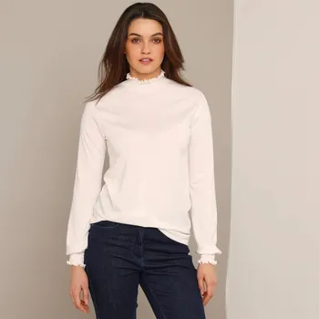 Dámské tričko Tričko se stojáčkem a žabičkováním režná 38/40