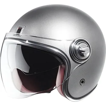 Helma na motorku Otevřená přilba NOX PREMIUM Heritage stříbrná matná L