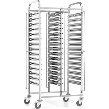 Servírovací stolek Nerezový skládací vozík na tácy a kontejnery - pro 30 GN 1/1