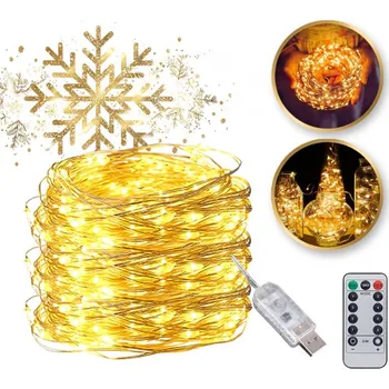 Vánoce Světelný řetěz 100 LED USB, teplá bílá, 10 m