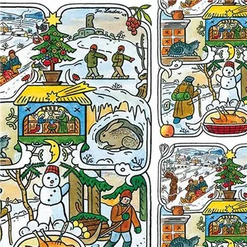 Balící papír GLASSOR Ladovy Vánoce 100x70 cm 2 archy Betlém