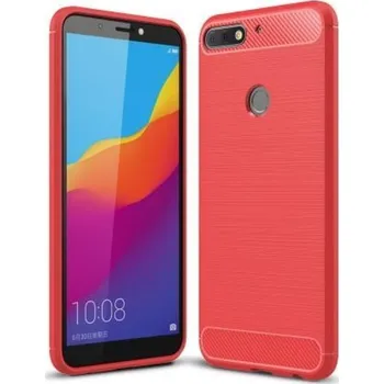 Pouzdro na mobilní telefon Carbon odolný gelový obal na Huawei Y7 Prime (2018) - červený