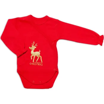 Kojenecký body Mamatti Kojenecké body dlouhý rukáv, zapínání bokem, Vánoce, červená/zlatá Velikost: 56 (1-2m)