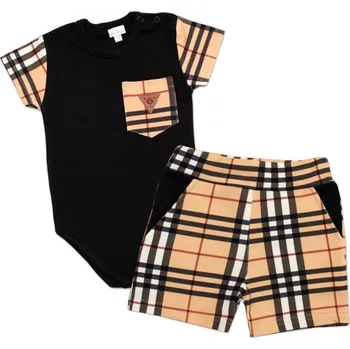 G-baby Body kr. rukáv + kraťásky s kapsami 2D sada, Kostka G-baby, černá Velikost: 68 (3-6m)