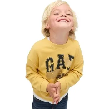Dívčí mikina Dětská mikina GAP V-FRCH OVERSIZED LOGO CREW 2YRS Žlutá, Tmavě modrá