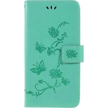 Pouzdro na mobilní telefon Flower PU kožené peněženkové pouzdro na mobil Samsung Galaxy A10 - cyan