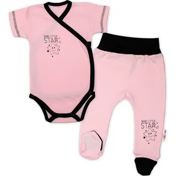 Kojenecké oblečení Baby Nellys 2-dílná sada body kr. rukáv + polodupačky, růžová - Baby Little Star Velikost: 50 (0-1m)
