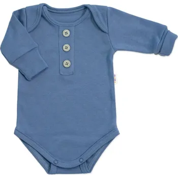 Kojenecký body Baby Nellys Rostoucí body NATURE, dlouhý rukáv s knoflíčky, bavlna, jeans Velikost: 68/74 (6-9m)