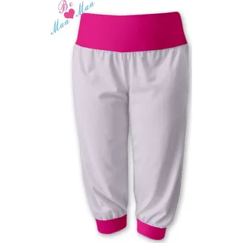 Dámské legíny Be MaaMaa Sportovní 3/4 legíny CAPRI - bílá/růžová Velikost oblečení: S/M