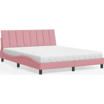 Postel zahrada-XL Postel s matrací Hanko růžová 160 x 200 cm samet 3208609