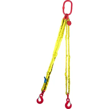 Upínací popruh Dvoupramenný textilní vazák, oko-2 x hák, Nosnost 4200/3000 kg, Certifikovaný2,5 m Žlutá s návlekom 4 200 / 3 000 kg