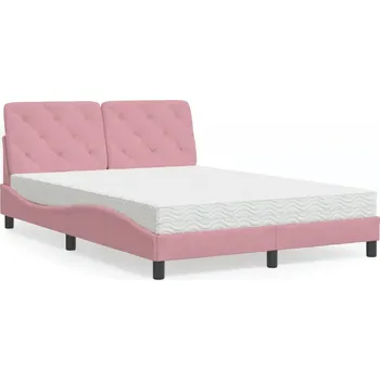 Postel zahrada-XL Postel s matrací růžová 120 x 200 cm samet 3208651