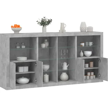 Příborník do zásuvky zahrada-XL Příborník s LED osvětlením betonově šedý 202 x 37 x 100 cm 3209187