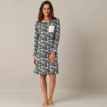 Dámská noční košile Krátká noční košile s potiskem džungle šedá/růžová 38/40