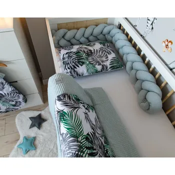 Příslušenství pro dětskou postel a kolébku Baby Nellys 2-dílná sada do postýlky Vafel, bavlna LUX, Listy Velikost povlečení: 135x100