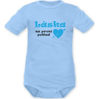 Kojenecký body DEJNA Body krátký rukáv Láska na první pohled - modré Velikost: 68 (3-6m)