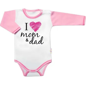 Body dlouhý rukáv Baby Nellys, I love mom & dad, holka Velikost: 68 (3-6m)