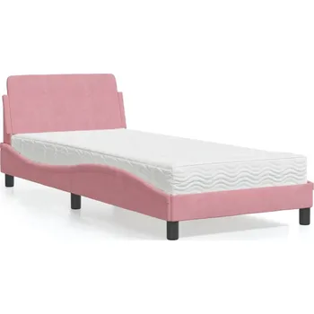 Postel zahrada-XL Postel s matrací Dover růžová 90 x 190 cm samet 3208316