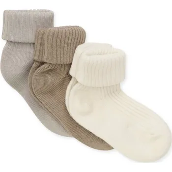 MINYMO Kojenecké žebrované ponožky 3 ks Light Taupe Velikost (od výrobce): 15/18