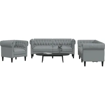 Pohovka zahrada-XL 3dílná sedací souprava světle šedá textil 3209191