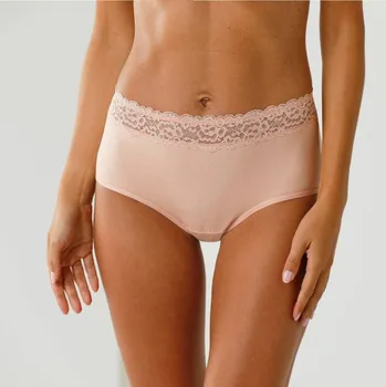 Kalhotky Sada 2 kalhotek super maxi z pružné bavlny, s krajkou v pase pudrová 38/40