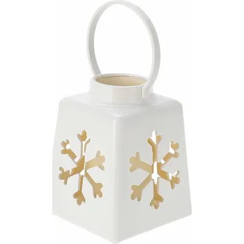 Home Styling Collection Vánoční lucerna s LED svíčkou, 14 cm, bílá