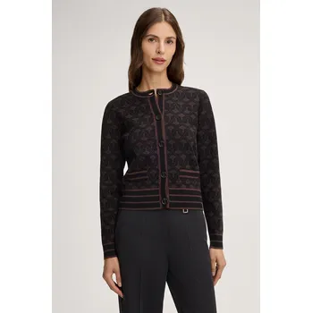 Dámský svetr JOOP! dámský kardigan s chrpovým vzorem 10018002 901 Hnědá 42