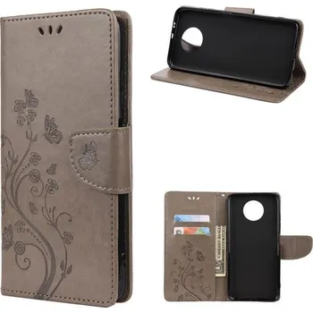 Pouzdro na mobilní telefon Flower PU kožené peněženkové pouzdro na telefon Xiaomi Redmi Note 9T 5G - šedé