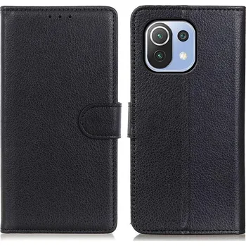 Pouzdro na mobilní telefon Litchi PU kožené peněženkové pouzdro na mobil Xiaomi Mi 11 Lite 4G/5G/11 Lite 5G NE - černé