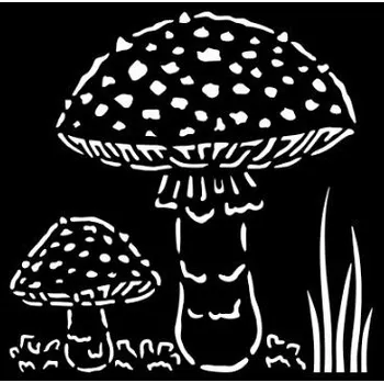 Plastová šablona 12×12cm houby Mochomůrky