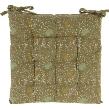 Polštář Home Styling Collection Sedací polštář, květinový vzor, 100% bavlna, 40 x 40 cm, zelená