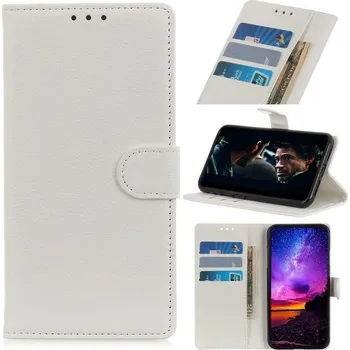 Pouzdro na mobilní telefon Litchi PU kožené peněženkové pouzdro na mobil Xiaomi Redmi 9 - bílé