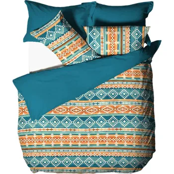 Povlečení B.E.S. Petrovice Flanelové povlečení Aztec Spirit tyrkysová 140 x 200, 70 x 90 cm zip