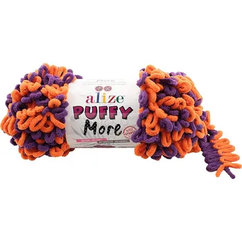 Příze Alize příze Puffy More 6550 fialová a oranžová