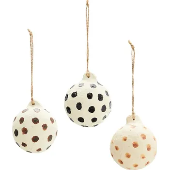 Vánoční ozdoba Sada vánočních ozdob Madam Stoltz 6 cm 3-pack MS2111.12BCD bílá 00A