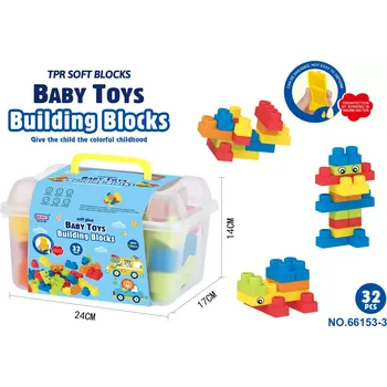 Hračka pro nejmenší RKToys Sada měkkých stavebnicových kostek s kufříkem 32 ks