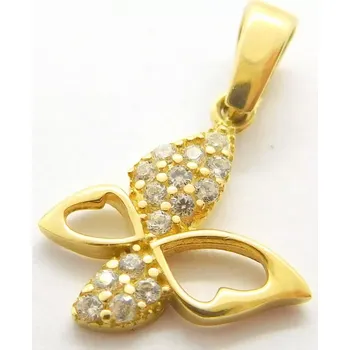 Přívěsek Klenoty Budín Dámský zlatý přívěsek se zirkony motýlek 585/0,62gr 02889 (Klenoty Budín Dámský zlatý přívěsek se zirkony motýlek 585/0,62gr 02889)