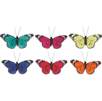 Party dekorace Motýlci na klipu mix barev 5 cm, 6 ks