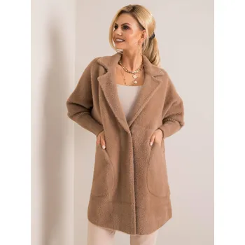 Dámský kabát Dámský kabát Fashionhunters Beige Factory Price hnědá 1647366