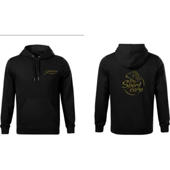 Pánská mikina Sportcarp černá mikina klokanka zlaté logo Velikost: L