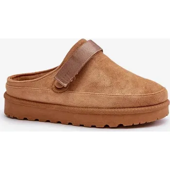 Dámské žabky Dámské Zateplené Pantofle s Kožešinou na Platformě Camel Azida 38