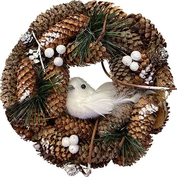 Vánoční dekorace Atmosphera Vánoční věnec s ptačím motivem, 19 cm, hnědý