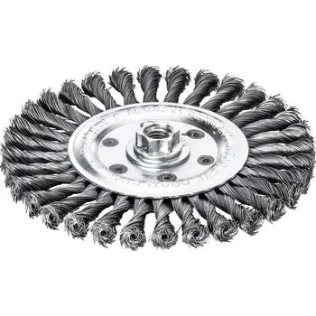 Drátěný kartáč Lessmann 473217 | Rotační kartáč splétaný, jednořadý ocelový drát pevný, spletený 0,50, průměr 125x14xM14x2,0 mm