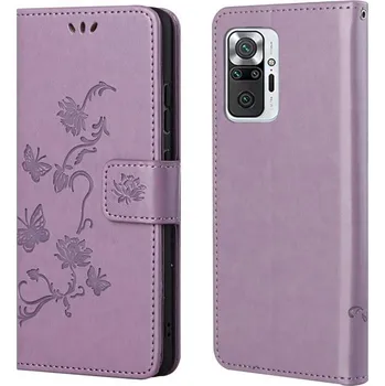 Pouzdro na mobilní telefon Flower PU kožené peněženkové pouzdro na mobil Xiaomi Redmi Note 10 Pro - světlefialové