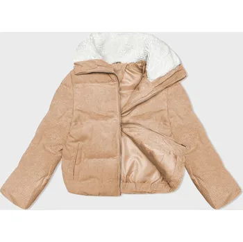 Dámská manšestrová bunda v pískové barvě s vysokým stojáčkem J Style (5M3230-333) odstíny hnědé XL (42)