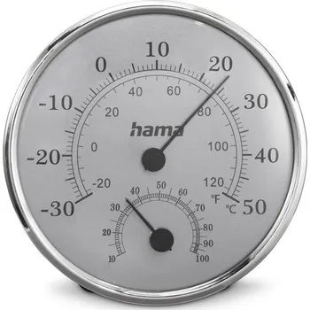 Domácí teploměr Hama Saipan 222236 Analogový teploměr s vlhkoměrem stříbrný/šedý