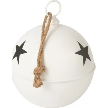 Vánoční dekorace J-Line by Jolipa Bílá závěsná kovová ozdoba rolnička Baub Xmas M - Ø 30*42 cm