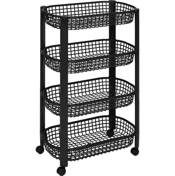 Organizace kuchyně 5five Simply Smart Kuchyňský vozík na kolečkách BASKET, plastový, 46,5 x 25,5 x 79 cm