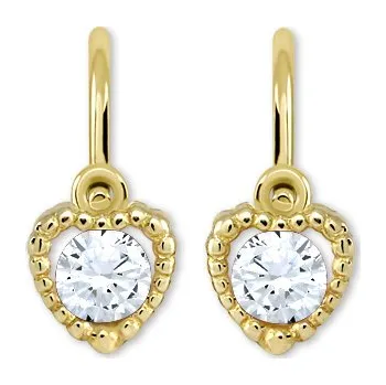 Náušnice Leru Zlaté dětšé náušnice srdce se zirkonem